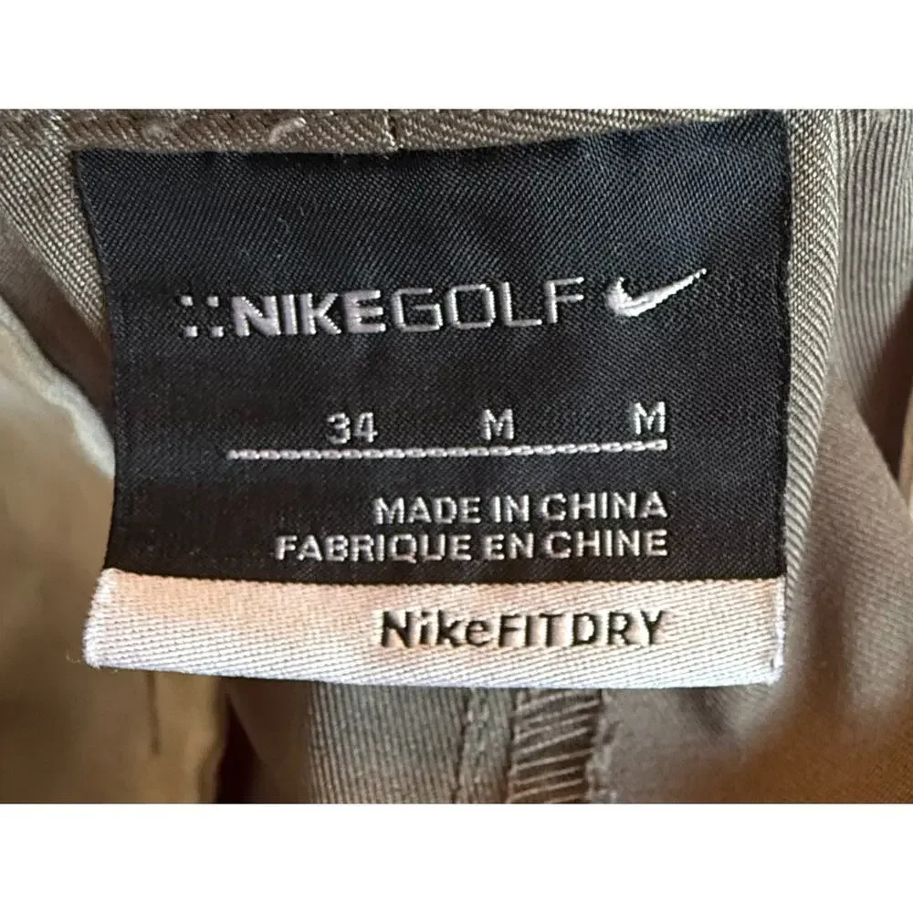 Nike Golf FitDry Shorts Mens 34 Olive Brown Stretch 10 Inch Performance Outdoor
